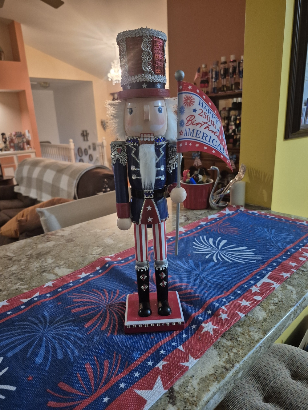Patriotic Wooden Nutcracker Soldier - Red, White & Blue - Picture 2 of 3